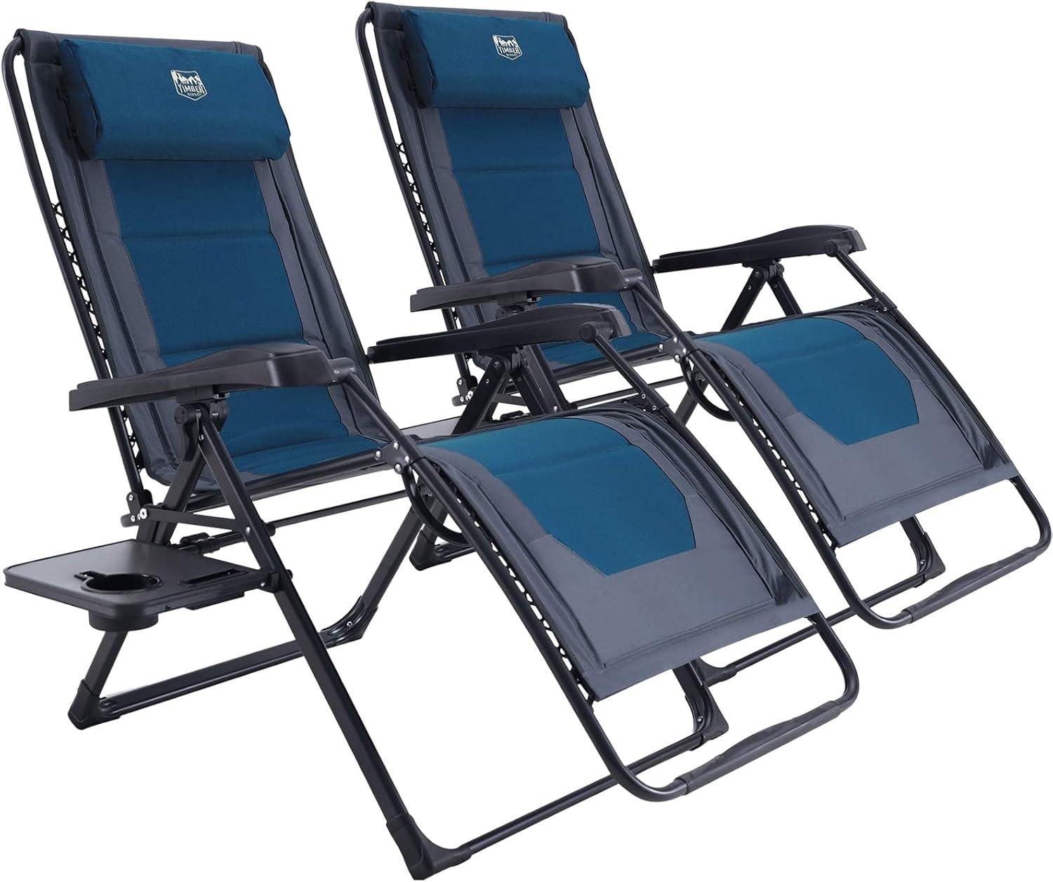 image:imageTimber Ridge Zero Gravity Chair Oversized Recliner 350lbs Capacity Patio Lounge Chair Padded Lawn Chair with Headrest XXL for Outdoor Camping Patio LawnBlue