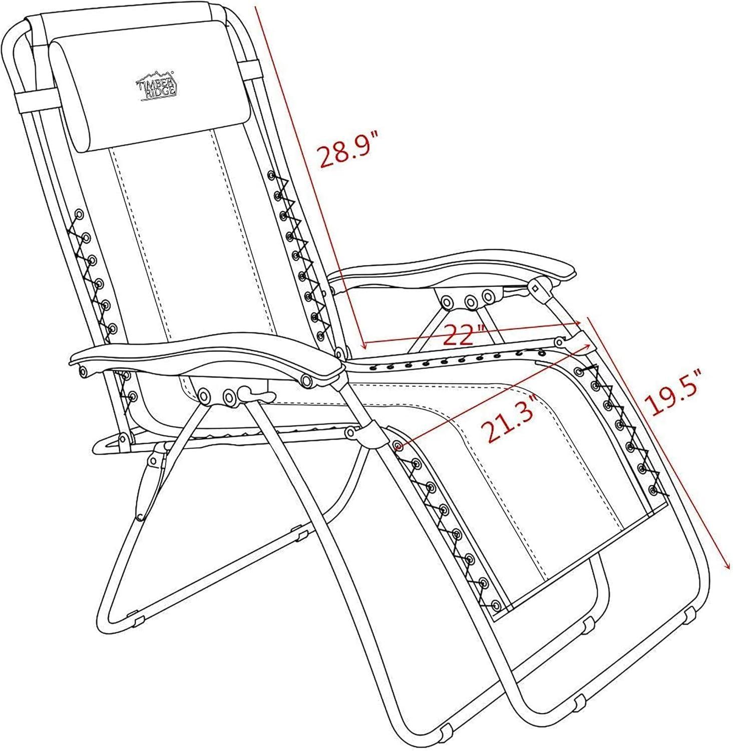 image:imageTimber Ridge Zero Gravity Chair Oversized Recliner Padded Folding Patio Lounge Chair 350lbs Capacity Adjustable Lawn Chair with Cup Holder Headrest for Outdoor Camping Patio LawnBlue