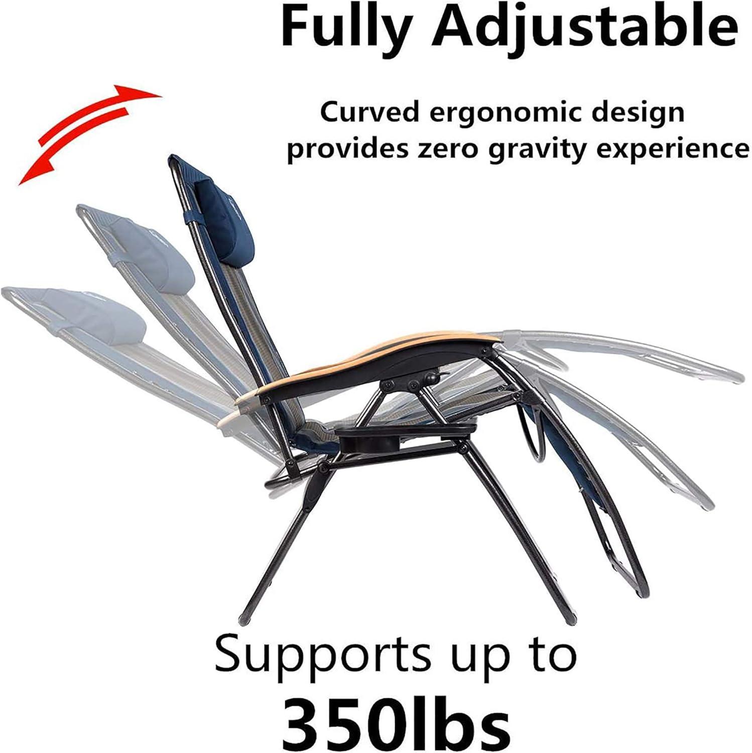 image:imageTimber Ridge Zero Gravity Chair Oversized Recliner Padded Folding Patio Lounge Chair 350lbs Capacity Adjustable Lawn Chair with Cup Holder Headrest for Outdoor Camping Patio LawnNavy Blue