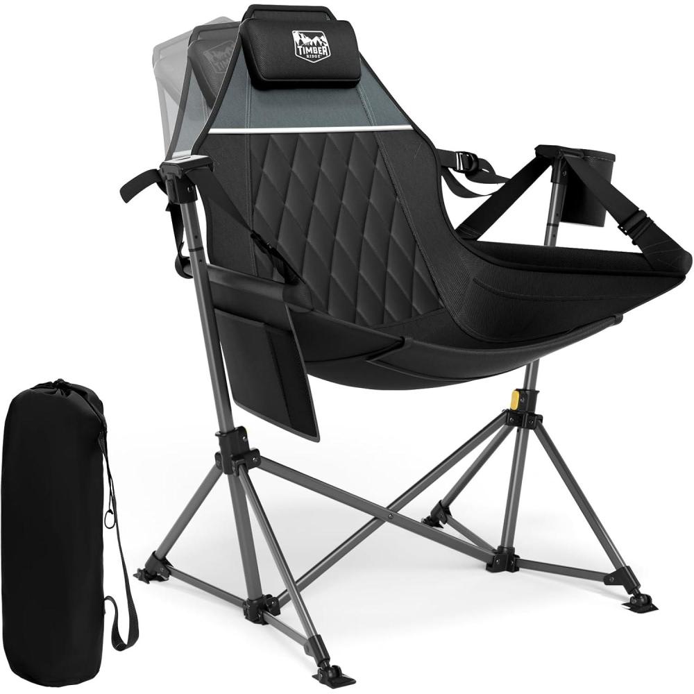 image:imageTIMBER RIDGE Hammock Camping Chair Oversized Swinging Hammock Chair with Adjustable Back and Seat for Outdoor Lawn Sports Supports 400lbs OrangeBlack
