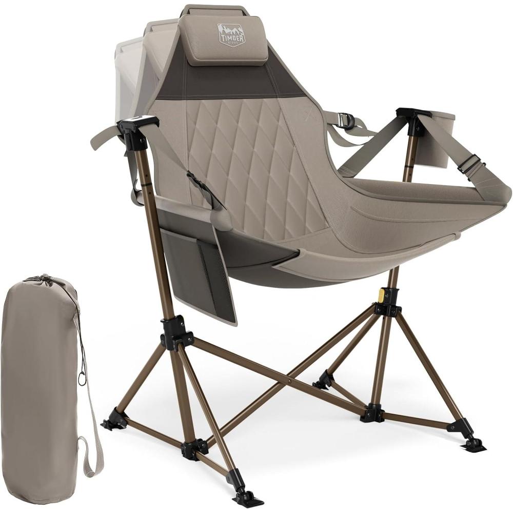 image:imageTIMBER RIDGE Hammock Camping Chair Oversized Swinging Hammock Chair with Adjustable Back and Seat for Outdoor Lawn Sports Supports 400lbs OrangeTan