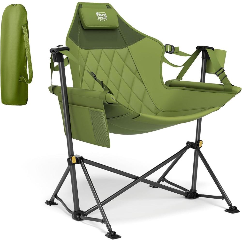 image:imageTIMBER RIDGE Hammock Camping Chair with Adjustable Backrest Heavy Duty Folding Hammock Chair Supports 300lbs Portable Hammock Chair for Camping Travelling and Patio Blue 2 PackGreen