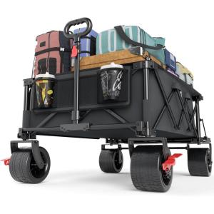 image:imageTIMBER RIDGE 600L Beast Wagon 26 W Extra Wide All Terrain Folding wBig Wheels Cargo Net amp Tailgate 26 W and 5525 L 400lbs Heavy Duty Collapsible Portable Cart for Camping Sports Dogs BlueGray