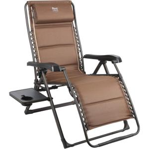 image:imageTIMBER RIDGE Aluminum Zero Gravity Chairs Folding Recliner Chair Padded with Cup Holder and Headrest Adjustable Lounge Reclining Chair for Outdoor Camping Lawn Patio Indoor Supports 350lbs Brown1 Pack