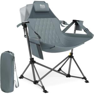 image:imageTIMBER RIDGE Hammock Camping Chair Oversized Swinging Hammock Chair with Adjustable Back and Seat for Outdoor Lawn Sports Supports 400lbs OrangeGrey