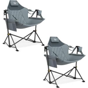 image:imageTIMBER RIDGE Hammock Camping Chair with Adjustable Backrest Heavy Duty Folding Hammock Chair Supports 300lbs Portable Hammock Chair for Camping Travelling and Patio Blue 2 PackGrey 2 Set