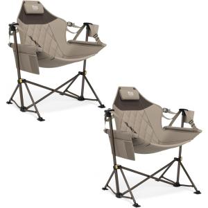 image:imageTIMBER RIDGE Hammock Camping Chair with Adjustable Backrest Heavy Duty Folding Hammock Chair Supports 300lbs Portable Hammock Chair for Camping Travelling and Patio Blue 2 PackTan 2 Set