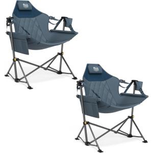 image:imageTIMBER RIDGE Hammock Camping Chair with Adjustable Backrest Heavy Duty Folding Hammock Chair Supports 300lbs Portable Hammock Chair for Camping Travelling and Patio Blue 2 PackBlue 2 Set