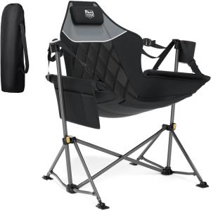 image:imageTIMBER RIDGE Hammock Camping Chair with Adjustable Backrest Heavy Duty Folding Hammock Chair Supports 300lbs Portable Hammock Chair for Camping Travelling and Patio Blue 2 PackBlack