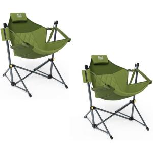 image:imageTIMBER RIDGE Hammock Camping Chair with Adjustable Backrest Heavy Duty Folding Hammock Chair Supports 300lbs Portable Hammock Chair for Camping Travelling and Patio Blue 2 PackGreen 2 Set