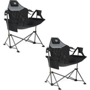 image:imageTIMBER RIDGE Hammock Camping Chair with Adjustable Backrest Heavy Duty Folding Hammock Chair Supports 300lbs Portable Hammock Chair for Camping Travelling and Patio Blue 2 PackBlack 2 Set