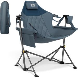 image:imageTIMBER RIDGE Hammock Camping Chair with Adjustable Backrest Heavy Duty Folding Hammock Chair Supports 300lbs Portable Hammock Chair for Camping Travelling and Patio Blue 2 PackBlue