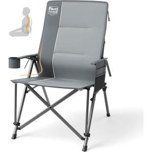 image:imageTIMBER RIDGE Oversized Camping Chair with Lumbar Support Portable Folding Chair Heavy Duty for Adults Supports 450 LBS for Outdoor Camping Lawn with High Back Cup Holder Side Pocket BlueGrey