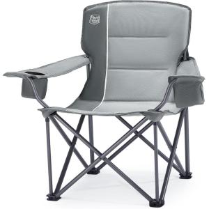 image:imageTIMBER RIDGE Oversized Folding Camping Chair for Adults Support 550 LBS Heavy Duty with Cup Holder Side Pocket for Camping Lawn Picnic GreyGrey