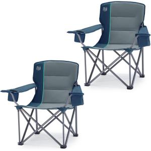 image:imageTIMBER RIDGE Oversized Folding Camping Chair for Adults Support 550 LBS Heavy Duty with Cup Holder Side Pocket for Camping Lawn Picnic GreyNavy2 Pack