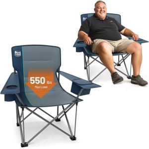 image:imageTimber Ridge 550 LBS Oversized Folding Camping Chair for Adults Heavy Duty Outdoor Chair with Cup Holder Side Pocket for Camp Lawn Picnic NavyUpgradeNavy2 Pack
