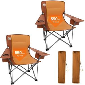 image:imageTimber Ridge 550 LBS Oversized Folding Camping Chair for Adults Heavy Duty Outdoor Chair with Cup Holder Side Pocket for Camp Lawn Picnic NavyUpgradeOrange2 Pack