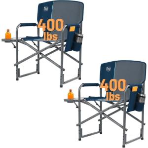 image:imageTimber Ridge Aluminum Oversized Camping Chair Lightweight Portable Directors Chair with Side Table Detachable Side Pocket for Outdoor Camping Lawn Picnic Support 400lbs TanBlue2 Set