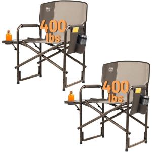 image:imageTimber Ridge Aluminum Oversized Camping Chair Lightweight Portable Directors Chair with Side Table Detachable Side Pocket for Outdoor Camping Lawn Picnic Support 400lbs TanTan2 Set