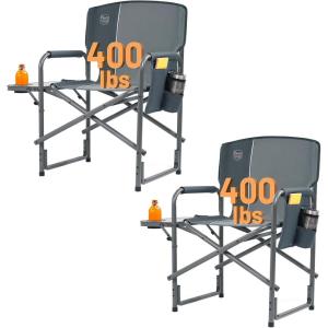 image:imageTimber Ridge Aluminum Oversized Camping Chair Lightweight Portable Directors Chair with Side Table Detachable Side Pocket for Outdoor Camping Lawn Picnic Support 400lbs TanGrey2 Set