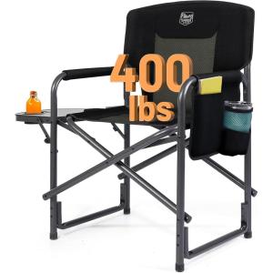 image:imageTimber Ridge Aluminum Oversized Camping Chair Lightweight Portable Directors Chair with Side Table Detachable Side Pocket for Outdoor Camping Lawn Picnic Support 400lbs TanBlack