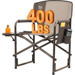 image:imageTimber Ridge Aluminum Oversized Camping Chair Lightweight Portable Directors Chair with Side Table Detachable Side Pocket for Outdoor Camping Lawn Picnic Support 400lbs TanTan