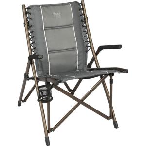 image:imageTimber Ridge Bungee Folding Camping Chairs for Adults Heavy Duty Collapsible Padded Chair with Armrests Cup Holder Foldable Outdoor Lounge Chairs for Beach Fishing Lawn Supports 300 lbs RedGrey