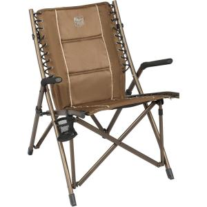 image:imageTimber Ridge Bungee Folding Camping Chairs for Adults Heavy Duty Collapsible Padded Chair with Armrests Cup Holder Foldable Outdoor Lounge Chairs for Beach Fishing Lawn Supports 300 lbs RedEarth Brown