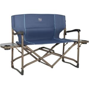 image:imageTimber Ridge Double Camping Chair Foldable Loveseat Directors Chairs Oversized Double Folding Camping Chairs with 2 Side Tables 2 Person Lawn Chair Heavy Duty Support 600 LBS for Outdoor BlueBlue