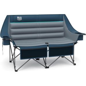 image:imageTimber Ridge Double Camping Chair Heavy Duty Outdoor Folding Camp Couch Loveseat Camping Chairs Perfect for Campsites PatioLawn Soccer Games or Other Youth Sports Supports 600 lbsLoveseat Blue