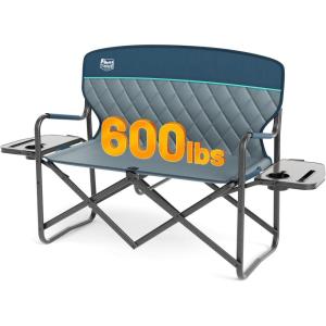 image:imageTimber Ridge Double Camping Chair Heavy Duty Outdoor Folding Camp Couch Loveseat Camping Chairs Perfect for Campsites PatioLawn Soccer Games or Other Youth Sports Supports 600 lbsDirector Loveseat Blue
