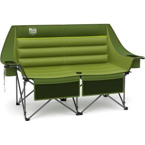 image:imageTimber Ridge Double Camping Chair Heavy Duty Outdoor Folding Camp Couch Loveseat Camping Chairs Perfect for Campsites PatioLawn Soccer Games or Other Youth Sports Supports 600 lbsLoveseat Green