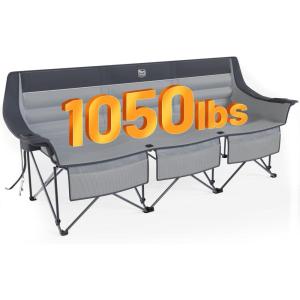 image:imageTimber Ridge Double Camping Chair Heavy Duty Outdoor Folding Camp Couch Loveseat Camping Chairs Perfect for Campsites PatioLawn Soccer Games or Other Youth Sports Supports 600 lbs3 Person Grey