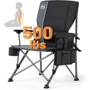image:imageTimber Ridge Oversized Folding Camping Chair with Lumbar Support Adjustable High Back Heavy Duty for Adults Support up to 500lbs with Cup Holder Cooler Bag Side Pocket BlueAluminum Lumbar Support Black