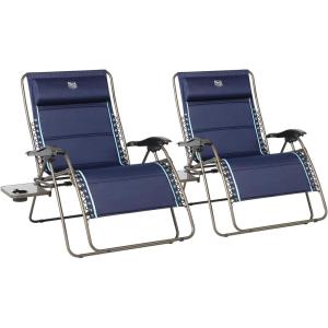 image:imageTimber Ridge Oversized Zero Gravity Chair 33In Wide XXL Zero Gravity Reclining Chair with Side Table Full Padded Lounge Chair for Outdoor Camping Patio Lawn Heavy Duty Supports 500lbs Grey1 PackBlue2 Pack