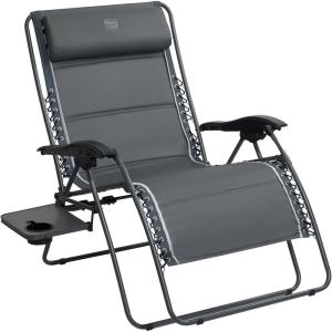image:imageTimber Ridge Oversized Zero Gravity Chair 33In Wide XXL Zero Gravity Reclining Chair with Side Table Full Padded Lounge Chair for Outdoor Camping Patio Lawn Heavy Duty Supports 500lbs Grey1 PackGrey1 Pack