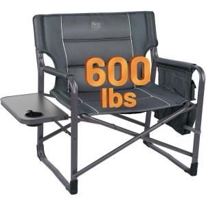 image:imageTimber Ridge XXL Upgraded Oversized Directors Chairs with Foldable Side Table Detachable Side Pocket Heavy Duty Folding Camping Chair up to 600 Lbs Weight Capacity Blue Ideal GiftDark Grey