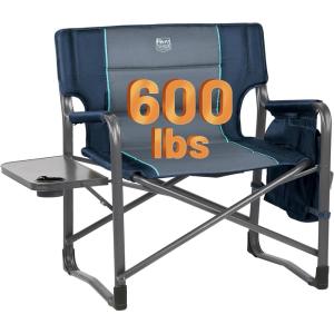 image:imageTimber Ridge XXL Upgraded Oversized Directors Chairs with Foldable Side Table Detachable Side Pocket Heavy Duty Folding Camping Chair up to 600 Lbs Weight Capacity Blue Ideal GiftBlue