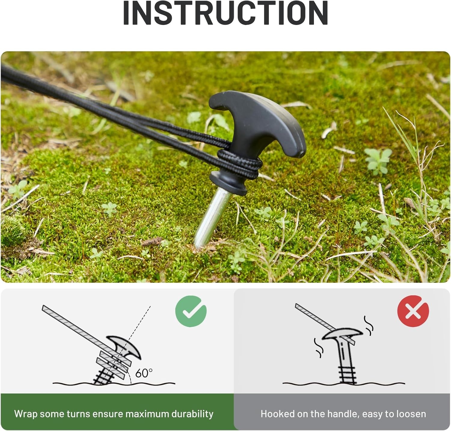 image:imageTIMBER RIDGE 10 Pack Tent Stakes Heavy Duty 8 Inch Ground Stakes NonRust Stainless Steel with Threaded amp Ergonomic Handles Camping Pegs for Camping Canopies Grassland Garden Patio HikingSilver