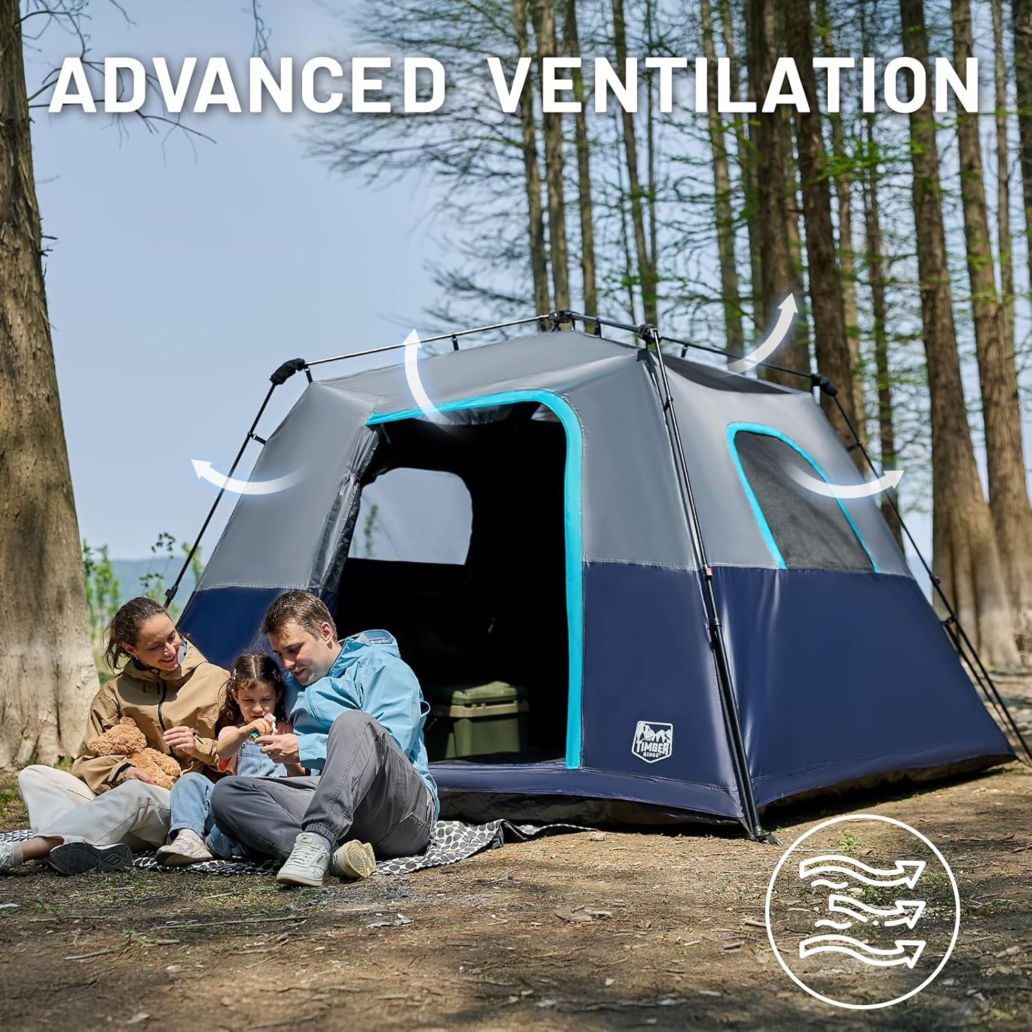 image:imageTIMBER RIDGE 6 Person Blackout Design Camping Tent 60s Easy Setup Instant Cabin Tent for Family with Rainfly WaterResistant 9 x 9 x 72 for Outdoor Adventures Gatherings
