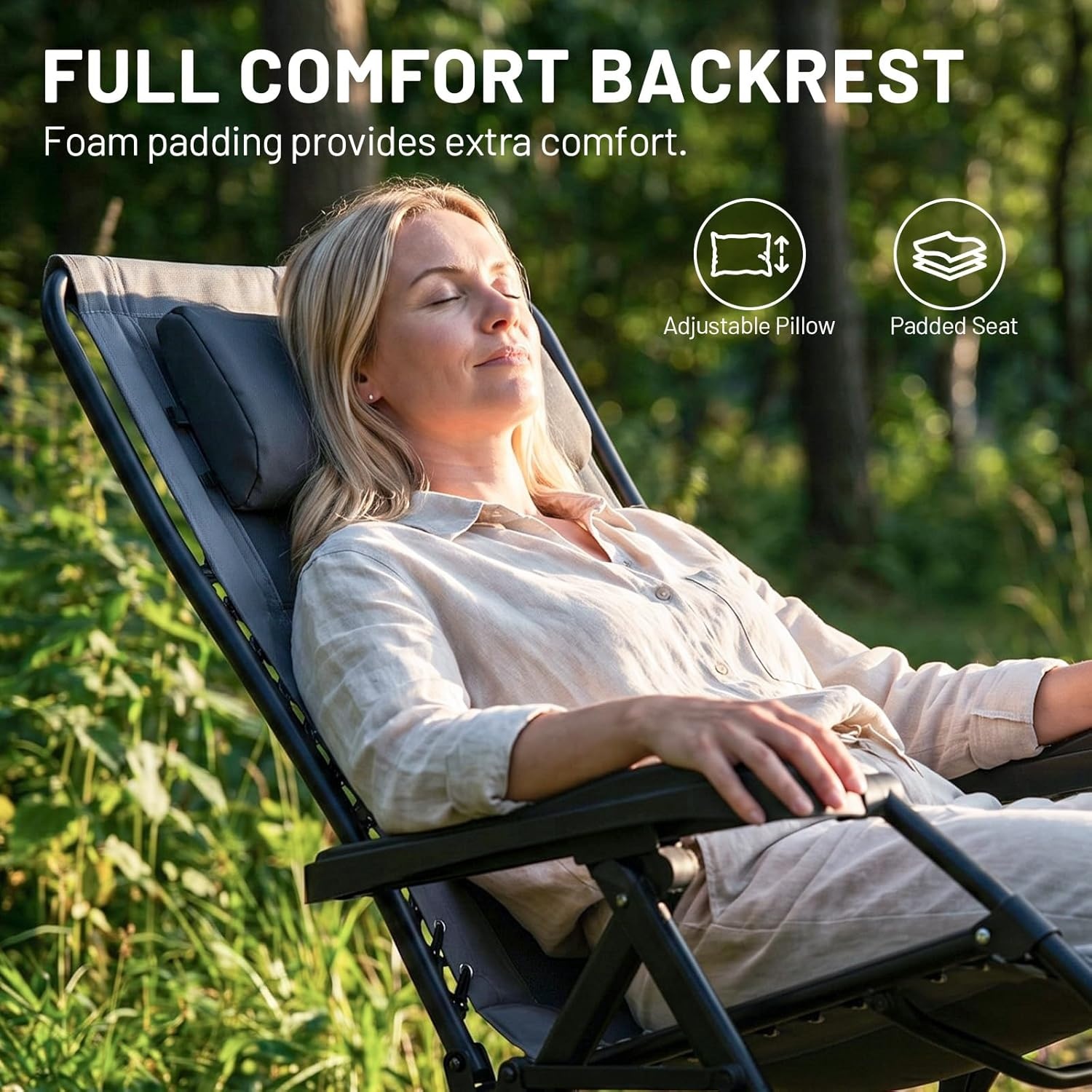 image:imageTimber Ridge Zero Gravity Chair Oversized Lawn Chairs Outdoor Recliner Reclining Patio Lounge Chair with Adjustable Headrest and Side Table for Camping Outdoor Patio Support 350lbs GreyGrey