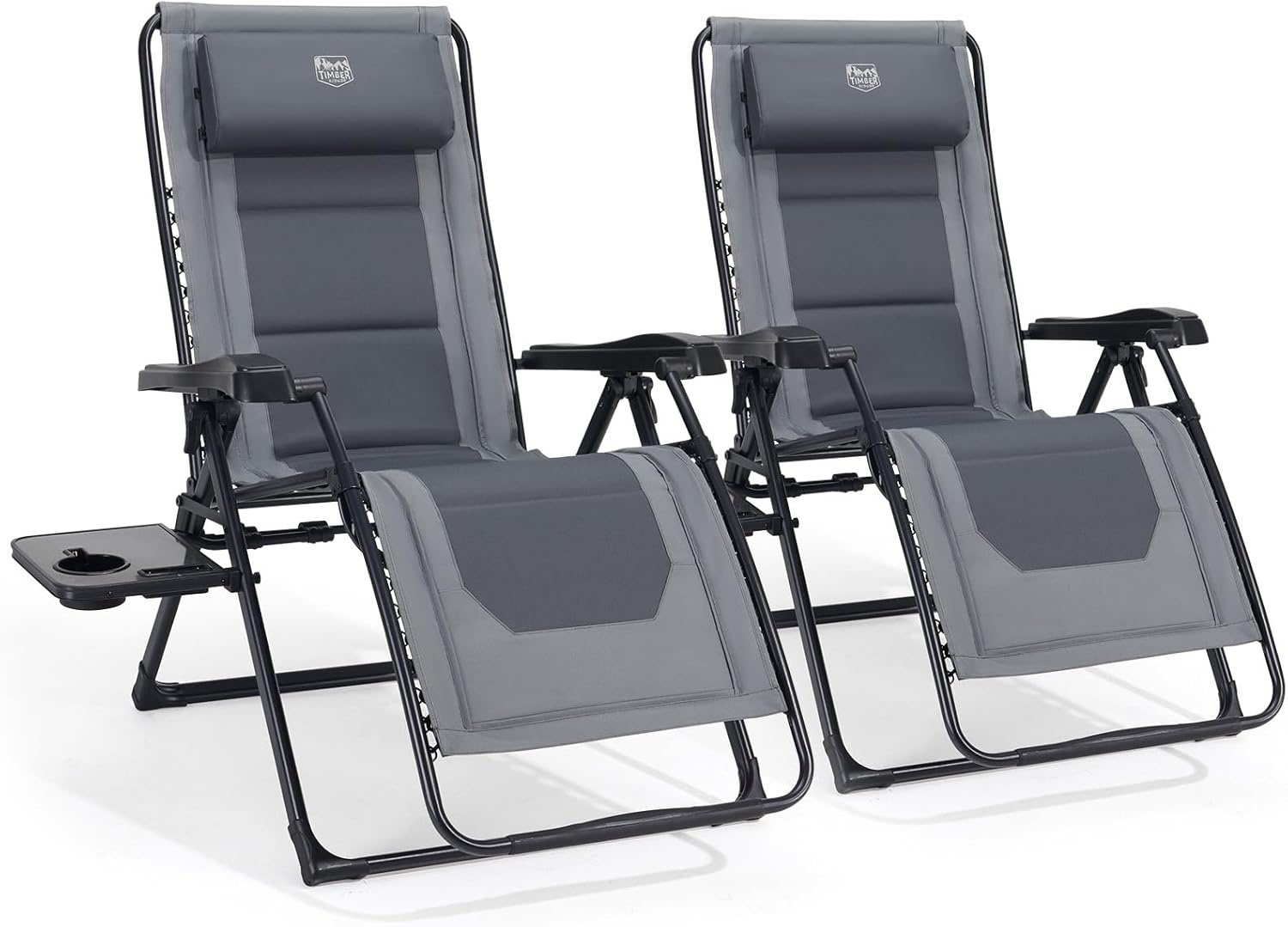 image:imageTimber Ridge Zero Gravity Chair Oversized Lawn Chairs Outdoor Recliner Reclining Patio Lounge Chair with Adjustable Headrest and Side Table for Camping Outdoor Patio Support 350lbs GreyGrey