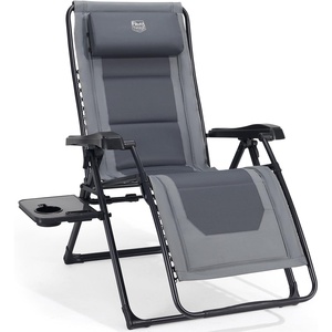 image:imageTimber Ridge Zero Gravity Chair Oversized Lawn Chairs Outdoor Recliner Reclining Patio Lounge Chair with Adjustable Headrest and Side Table for Camping Outdoor Patio Support 350lbs GreyGrey
