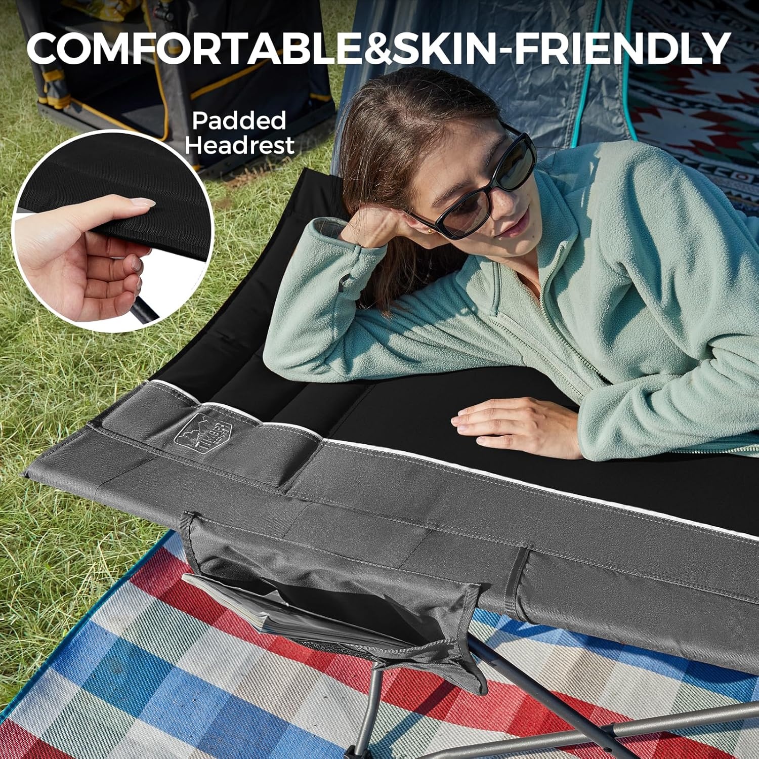 image:imageTIMBER RIDGE 325in Extra Wide Heavy Duty Camping Cot for Adult Easy Set Up Oversized Sleeping Cot with Carry Bag for Camping Travel and Outdoors Support up to 450lbs BlackBlack