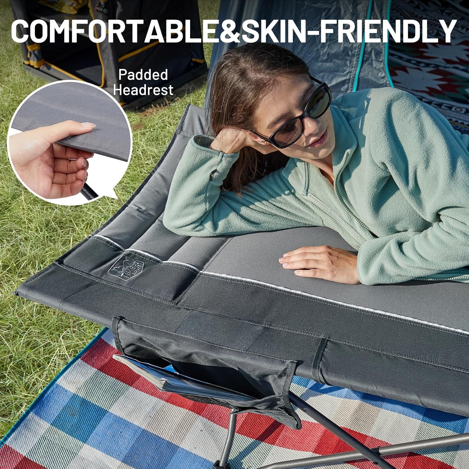 image:imageTIMBER RIDGE 325in Extra Wide Heavy Duty Camping Cot for Adult Easy Set Up Oversized Sleeping Cot with Carry Bag for Camping Travel and Outdoors Support up to 450lbs BlackGrey