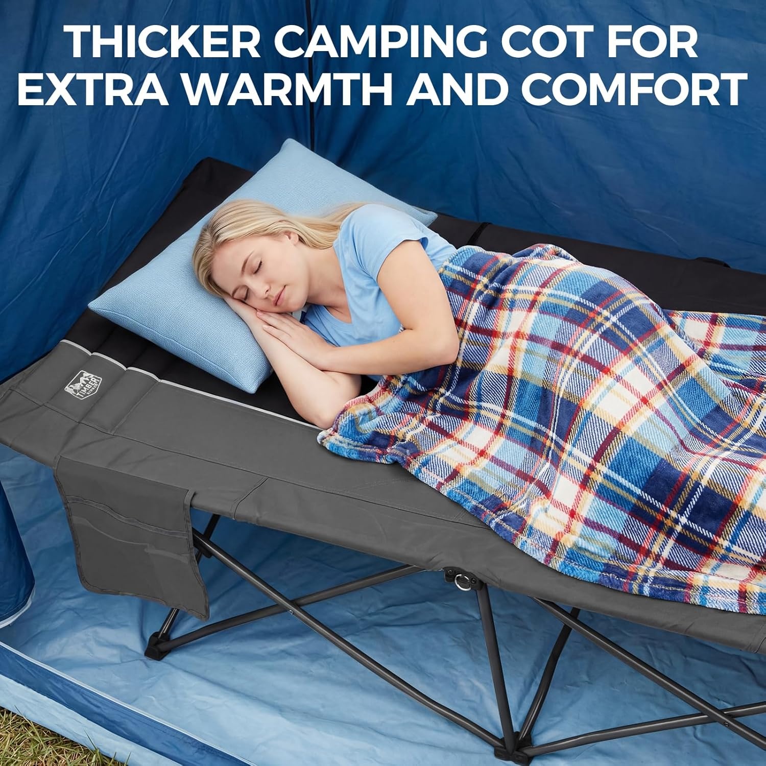 image:imageTIMBER RIDGE 325in Extra Wide Heavy Duty Camping Cot for Adult Easy Set Up Oversized Sleeping Cot with Carry Bag for Camping Travel and Outdoors Support up to 450lbs BlackBlack