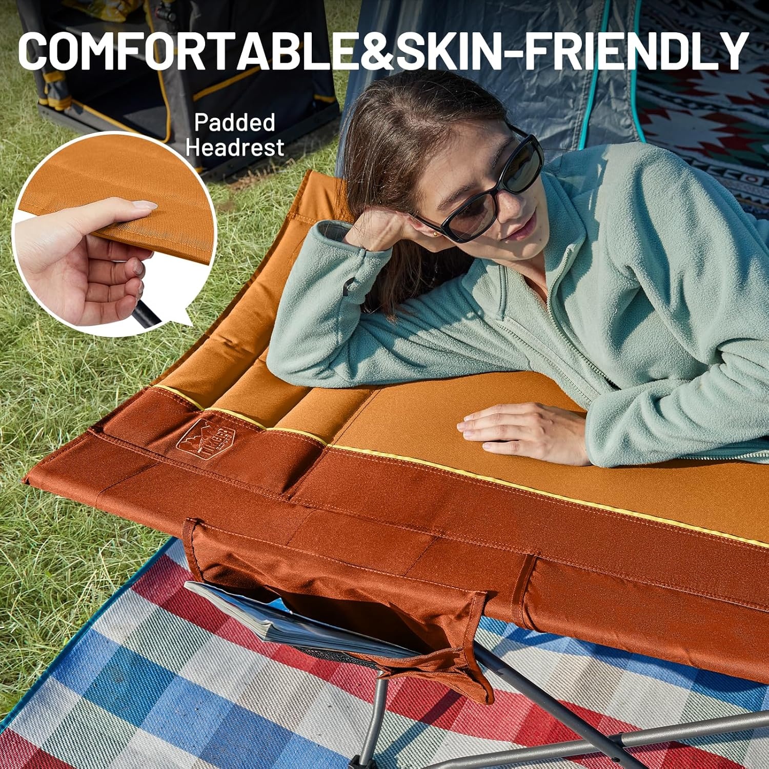 image:imageTIMBER RIDGE 325in Extra Wide Heavy Duty Camping Cot for Adult Easy Set Up Oversized Sleeping Cot with Carry Bag for Camping Travel and Outdoors Support up to 450lbs BlackOrange