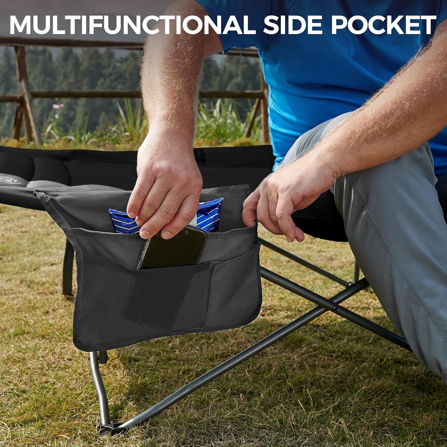 image:imageTIMBER RIDGE 325in Extra Wide Heavy Duty Camping Cot for Adult Easy Set Up Oversized Sleeping Cot with Carry Bag for Camping Travel and Outdoors Support up to 450lbs BlackBlack