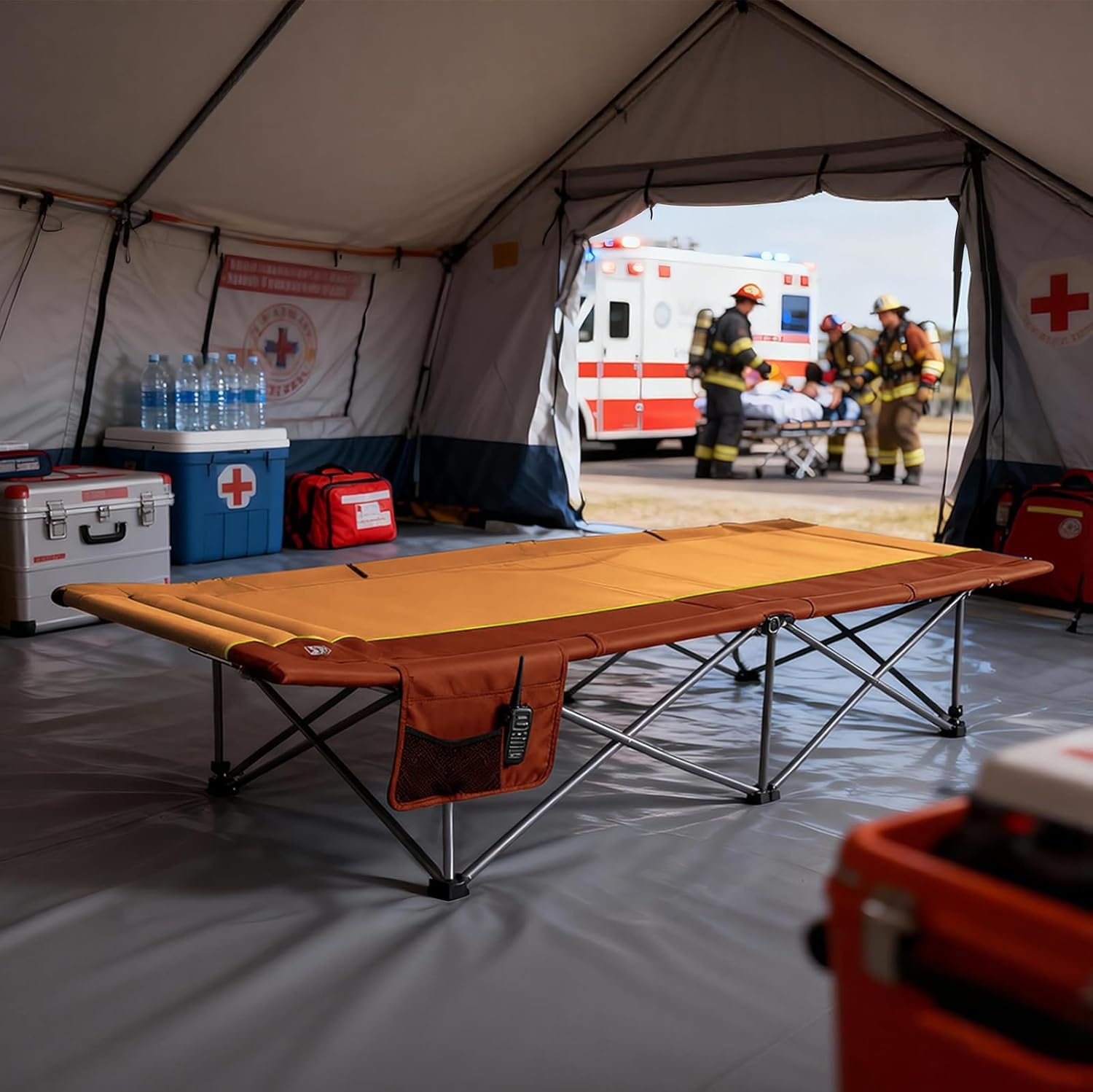 image:imageTIMBER RIDGE 325in Extra Wide Heavy Duty Camping Cot for Adult Easy Set Up Oversized Sleeping Cot with Carry Bag for Camping Travel and Outdoors Support up to 450lbs BlackOrange