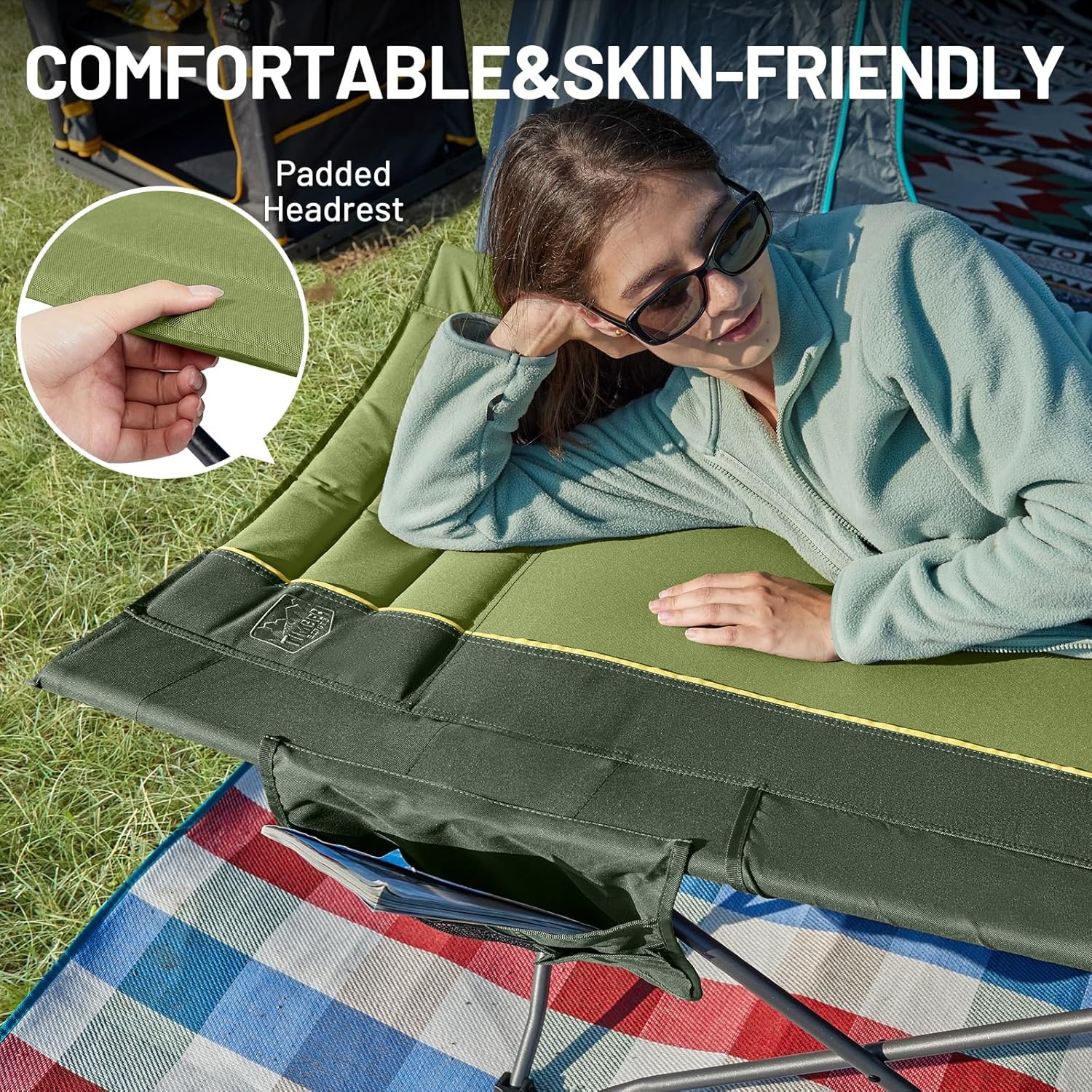 image:imageTIMBER RIDGE 325in Extra Wide Heavy Duty Camping Cot for Adult Easy Set Up Oversized Sleeping Cot with Carry Bag for Camping Travel and Outdoors Support up to 450lbs BlackGreen